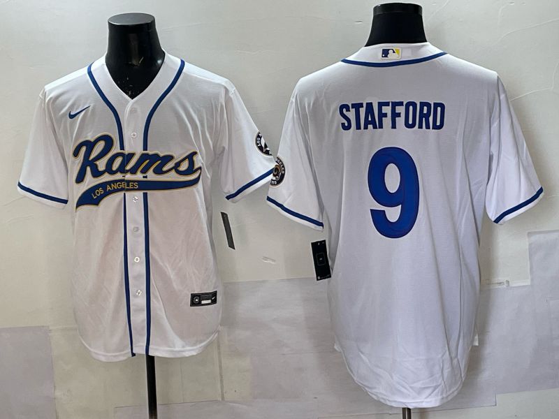 Men 2025 Los Angeles Rams 9 Stafford white Joint Name Nike Limited NFL Jersey style 001